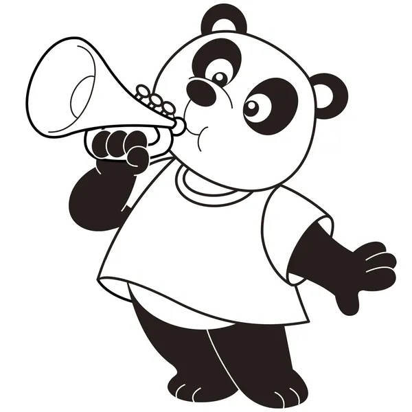 Desenhos animados Panda tocando trompete — Vetor de Stock