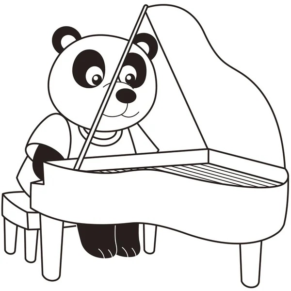 Cartoon Panda Playing a Pinao — Stock Vector