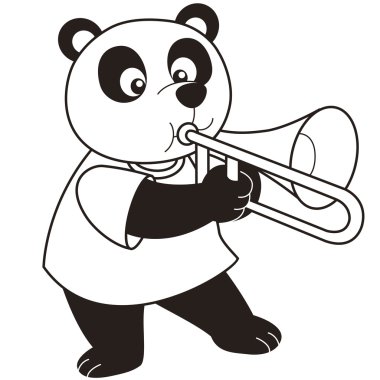 Cartoon Panda Playing a Trombone clipart