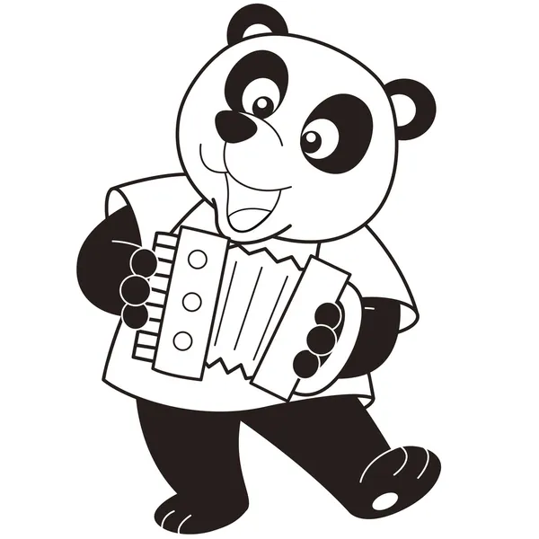 卡通熊猫手风琴演奏 — 图库矢量图片