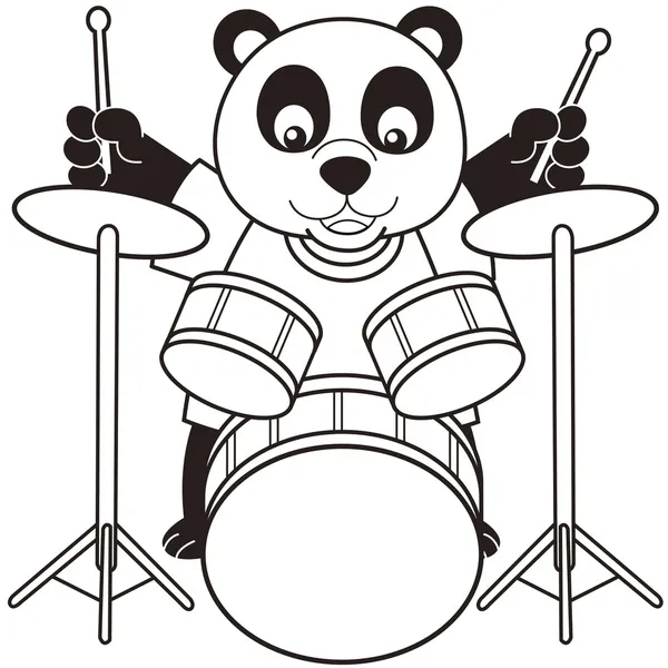 Cartoon Panda Playing Drums — Stock Vector