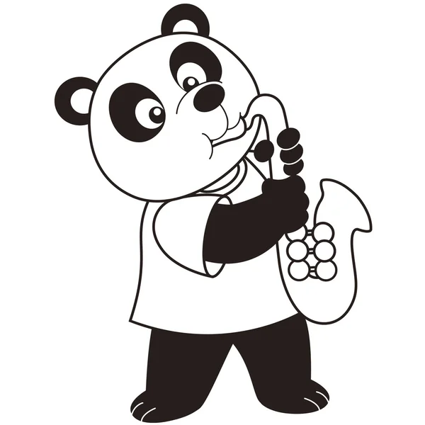 Desenhos animados Panda tocando um saxofone — Vetor de Stock