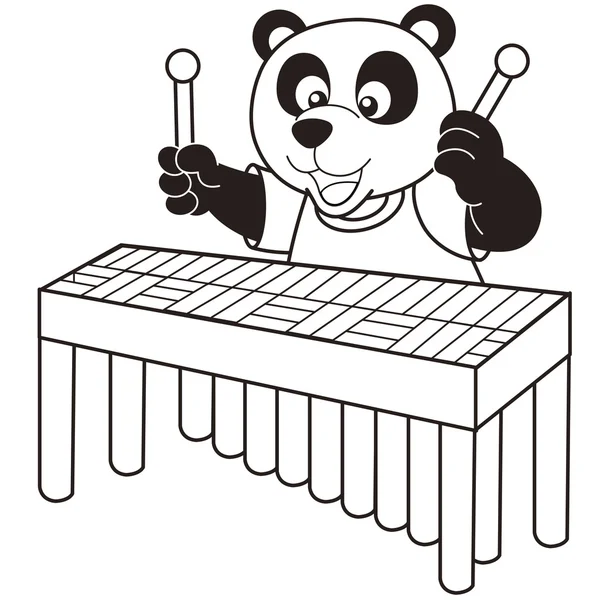 Kreslený panda hraje vibrafon — Stockový vektor