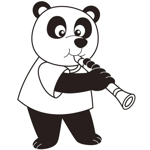 Dessin animé Panda jouant de la clarinette — Image vectorielle