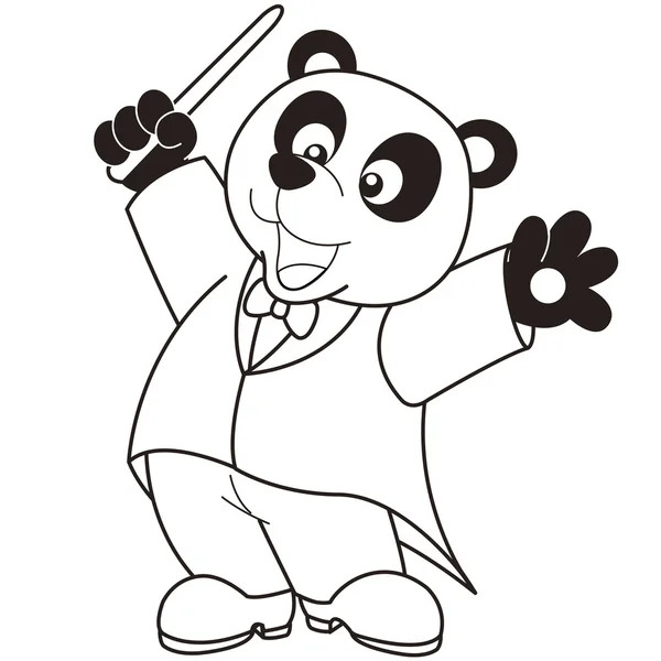 Cartoon Panda direttore musicale . — Vettoriale Stock