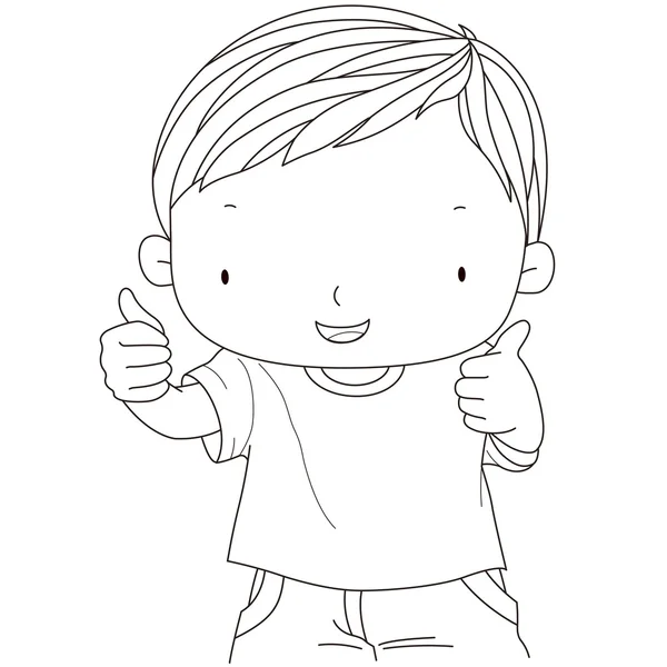 Иллюстрация уверенного в себе мальчика, показывающего большие пальцы вверх. — стоковый вектор