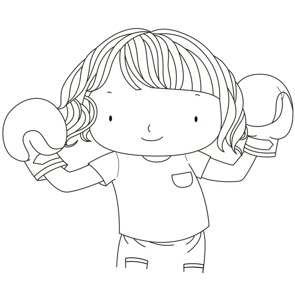 Illustration d'une jolie fille avec des gants de boxe rouge — Image vectorielle