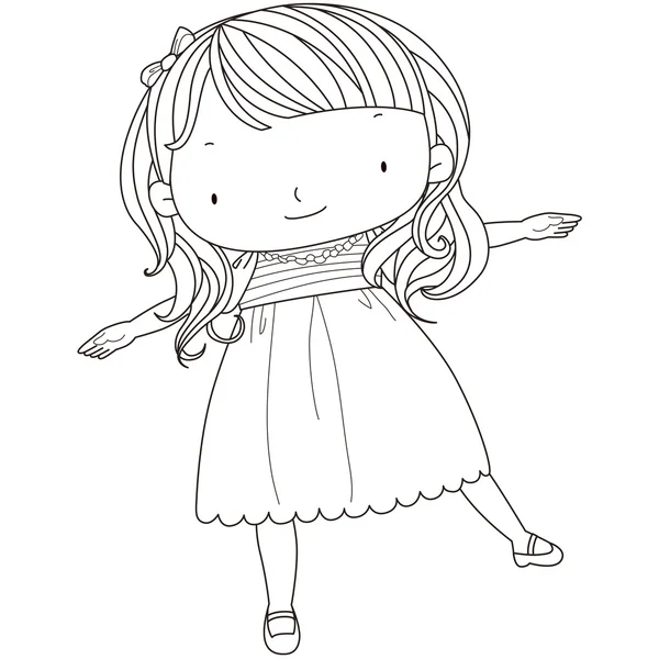 Illustration av en söt flicka som leker. — Stock vektor
