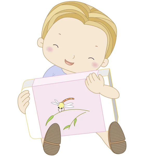 Illustration av en pojke med radergummi — Stock vektor