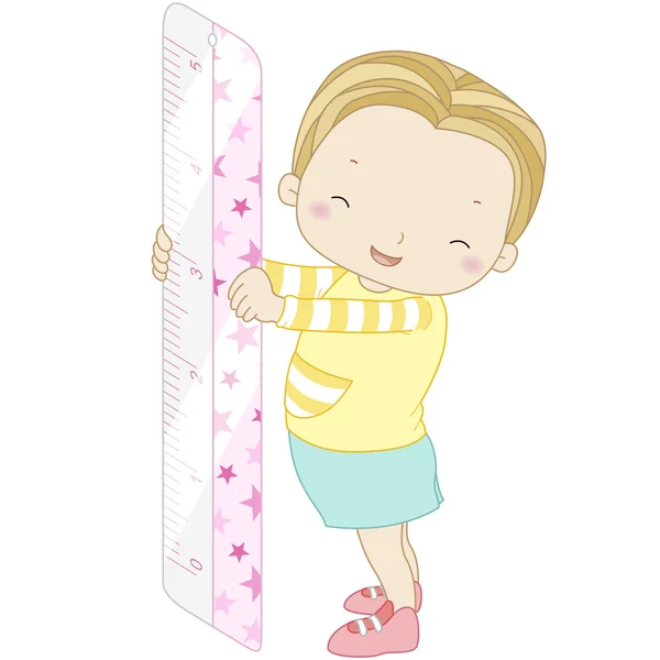 Illustration eines Mädchens mit Lineal — Stockvektor