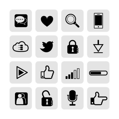 Web iletişim simgeleri: Internet vektör kümesi.