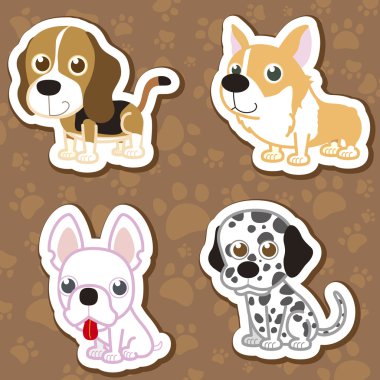 karikatür köpek etiket kümesi.