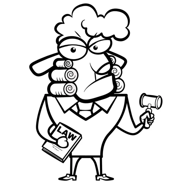Desenho animado ovelhas juiz com um martelo e livro de direito — Vetor de Stock