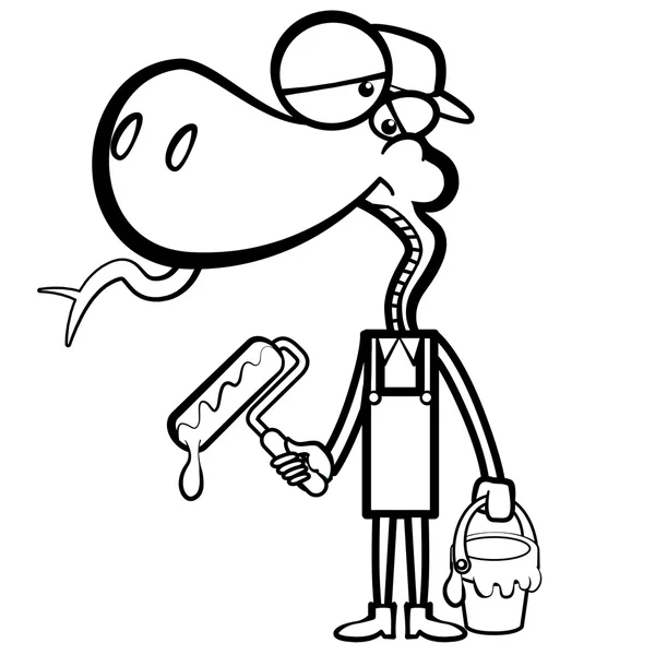 Cartoon slang schilder met een kwast — Stockvector