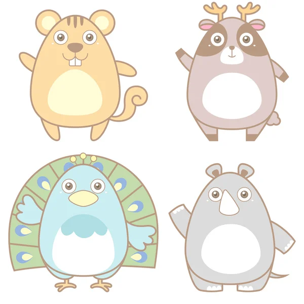 Illustration de mignon animal icône collection — Image vectorielle