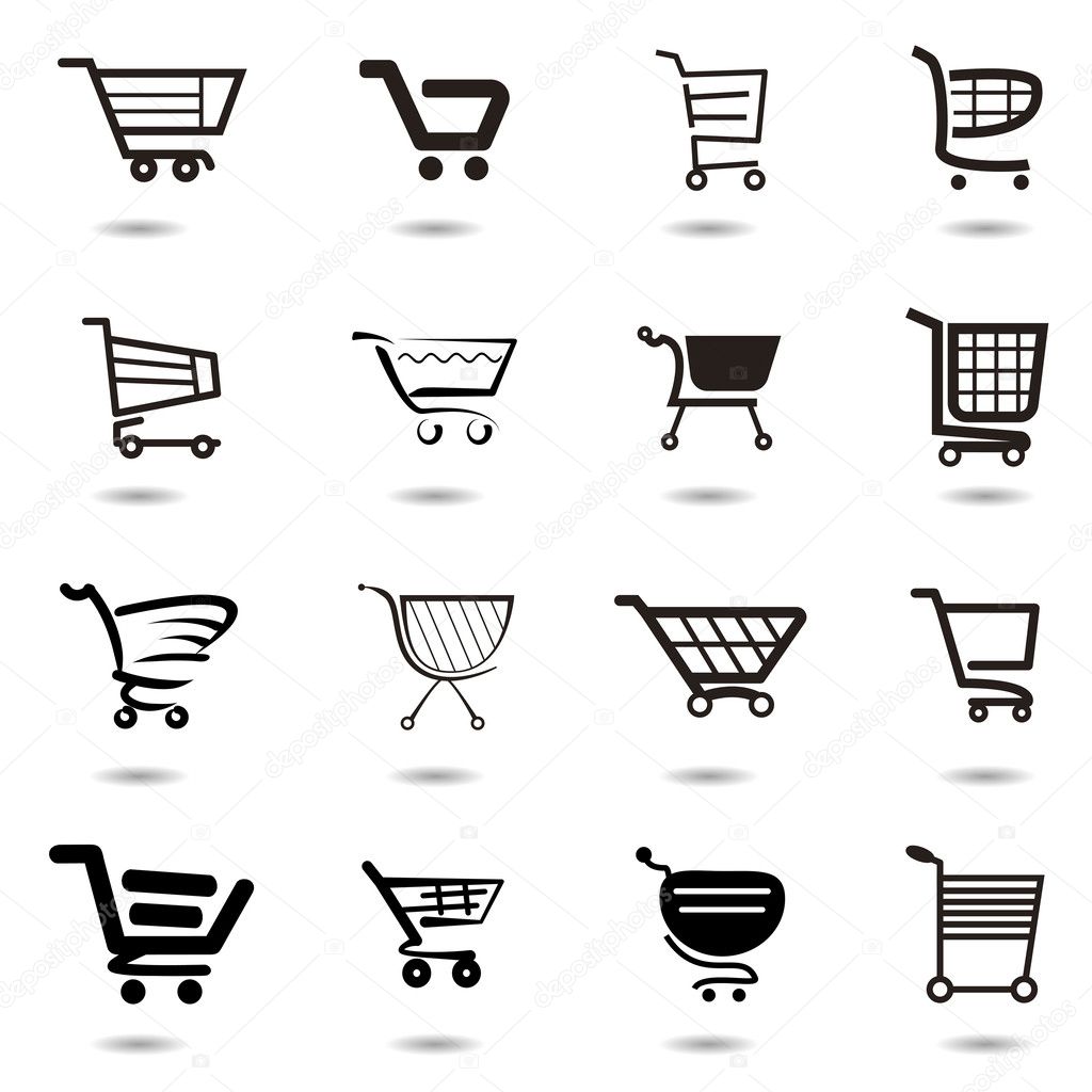 set collection of vector shopping cart icons