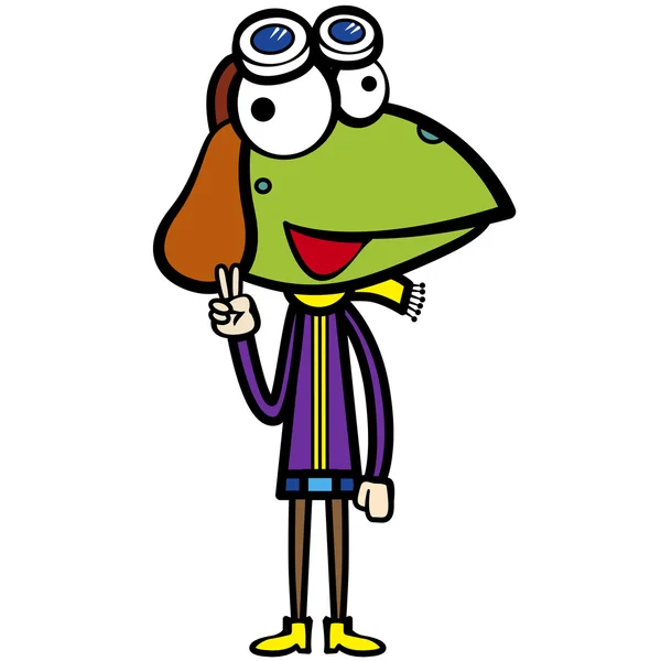Cartoon frog pilot — Stock Vector