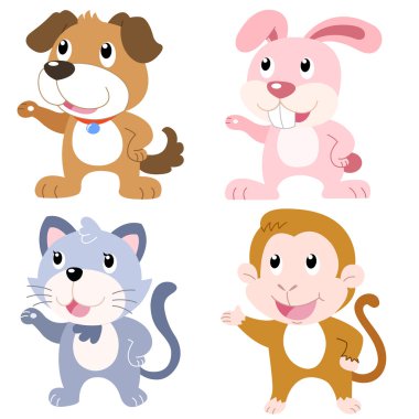 Sevimli hayvan seti.