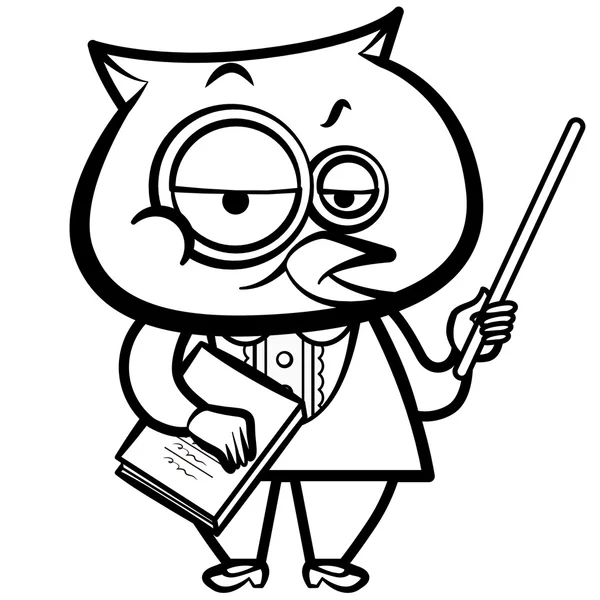 Färg cartoon owl lärare med pekaren och bok — Stock vektor