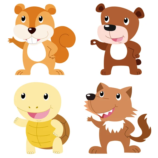 Cute animal set — Stock Vector