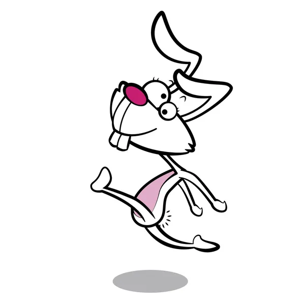 Umorismo cartone animato coniglio in esecuzione con sfondo bianco — Vettoriale Stock
