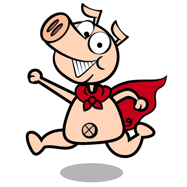 Humour cochon dessin animé courir avec fond blanc — Image vectorielle