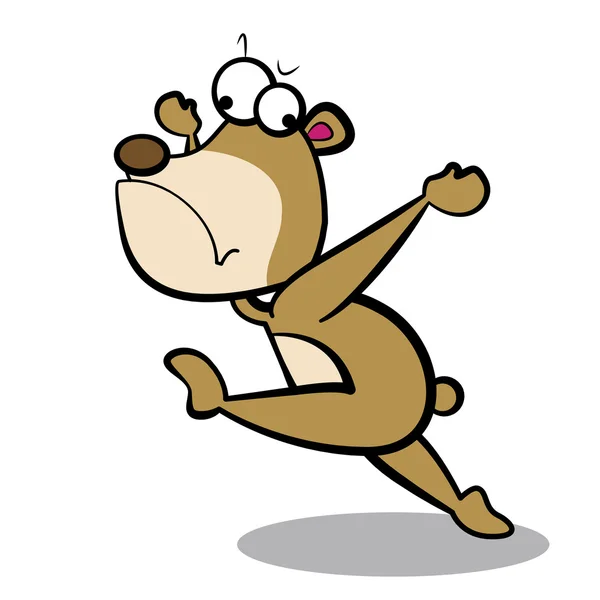 Humor cartoon bear running with white background — Stock Vector
