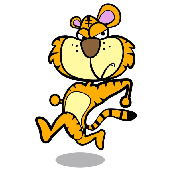Humour dessin animé tigre courir avec fond blanc — Image vectorielle