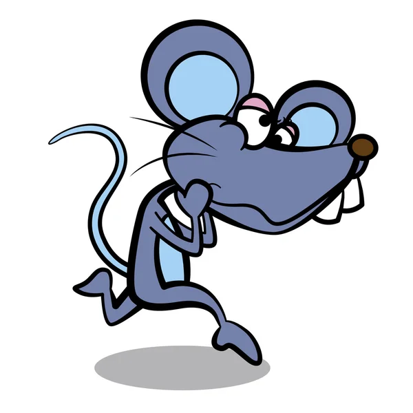 Humor cartoon mouse running with white fone — стоковый вектор