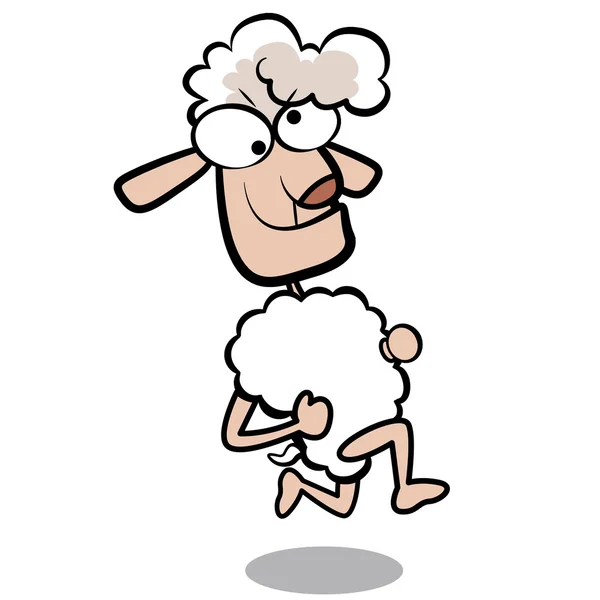 Humour dessin animé moutons courir avec fond blanc — Image vectorielle