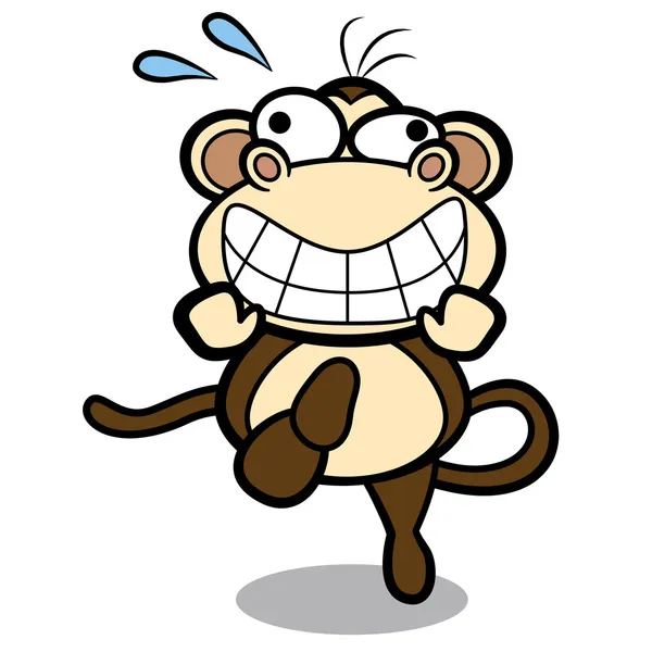 Humor cartoon monkey running with white background — Stock Vector