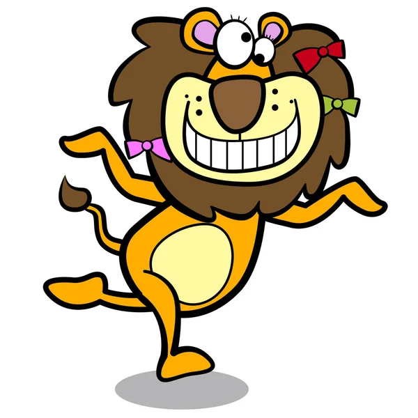 Humor cartoon lion running with white background — Stock Vector