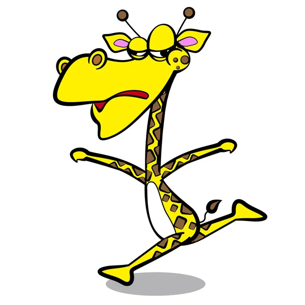 Humor Cartoon Giraffe läuft mit weißem Hintergrund — Stockvektor