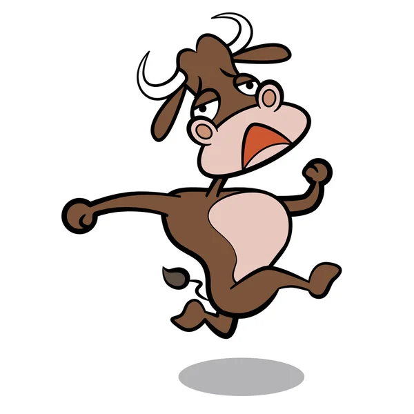 Humor cartoon bull running with white background — Stock Vector