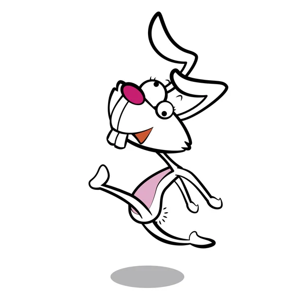 Humour lapin dessin animé en cours d'exécution avec fond blanc — Image vectorielle
