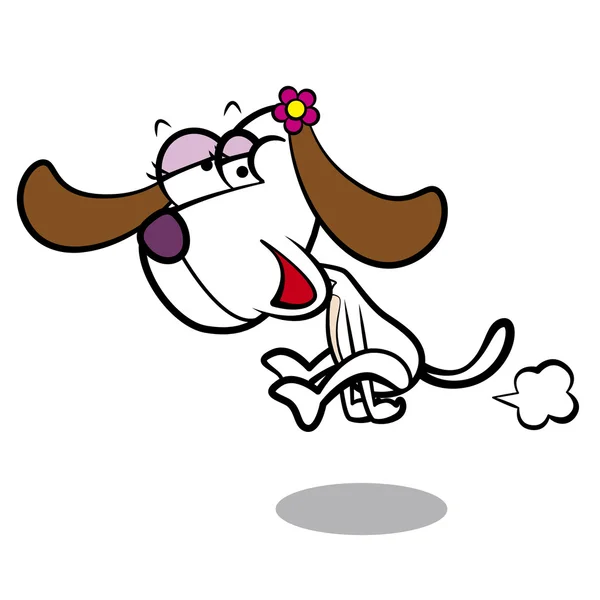 Гумор мультяшний собака біжить з білим тлом — стоковий вектор
