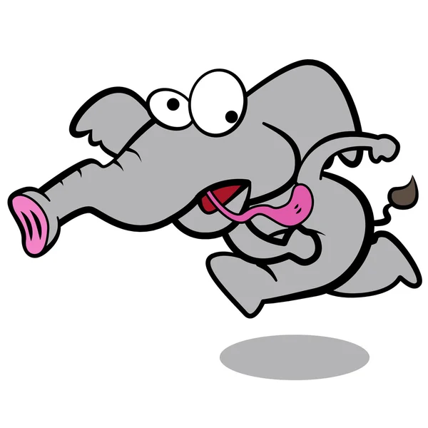 Humour dessin animé éléphant courir avec fond blanc — Image vectorielle