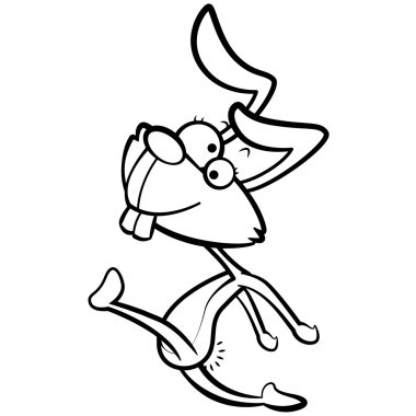 Beyaz arka plan ile çalışan mizah karikatür Tavşan Boyama