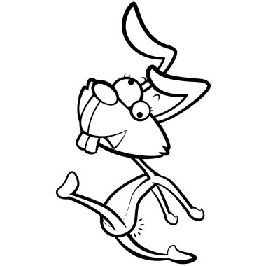 Beyaz arka plan ile çalışan mizah karikatür Tavşan Boyama