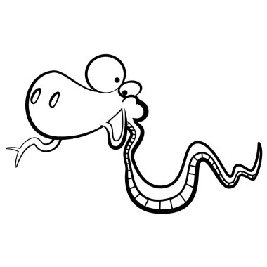 Beyaz arka plan ile çalışan mizah karikatür yılan boyama