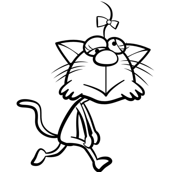 Beyaz arka plan ile çalışan mizah karikatür kedi boyama — Stok Vektör