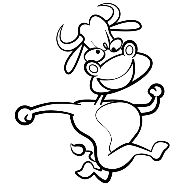 Coloring humor cartoon bull running with white background — Stock Vector