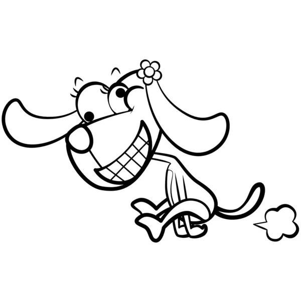 Färbung Humor Cartoon Hund läuft mit weißem Hintergrund — Stockvektor