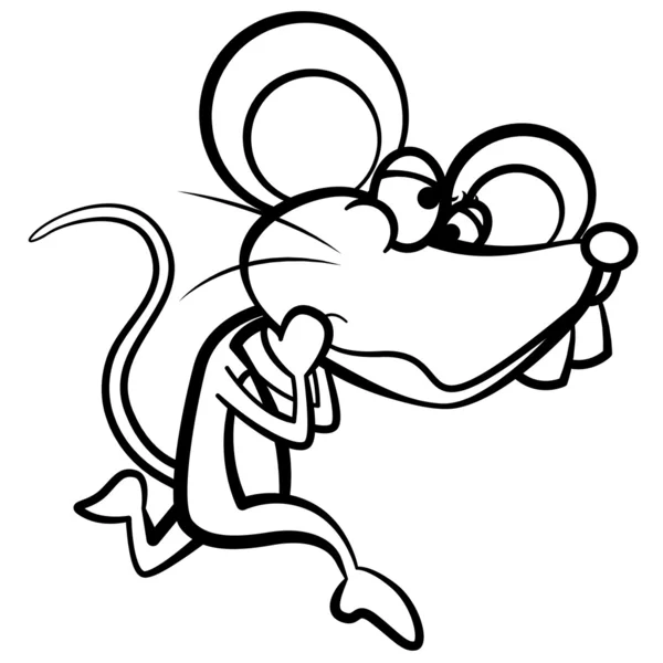 Colorir humor cartoon mouse correndo com fundo branco — Vetor de Stock