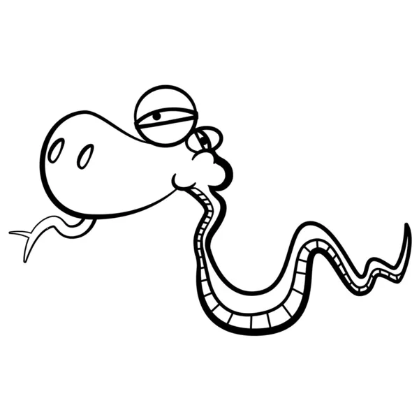 Coloring humor cartoon snake running with white background — Stock Vector