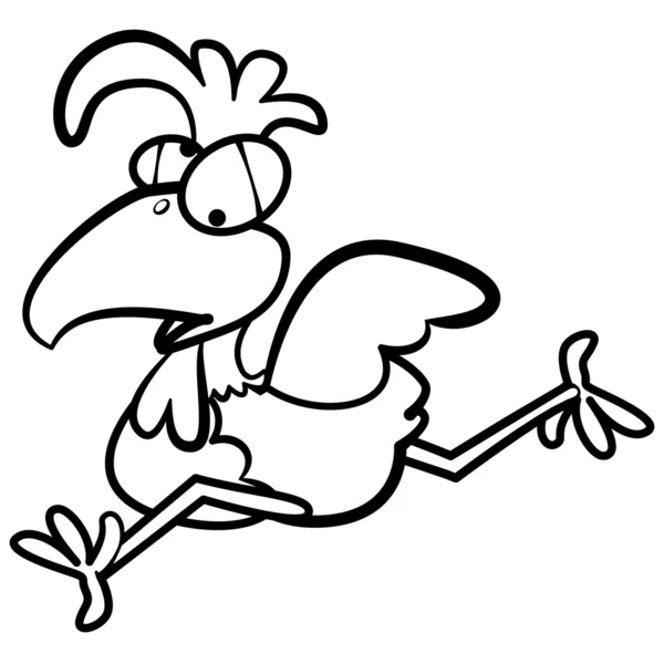 Färbung Humor Cartoon Huhn läuft mit weißem Hintergrund — Stockvektor