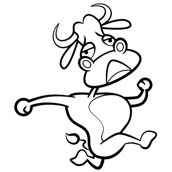 Dibujos animados para colorear humor toro corriendo con fondo blanco — Vector de stock