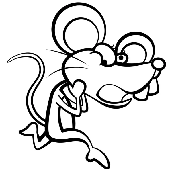 Coloring humor cartoon mouse running with white background — Stock Vector