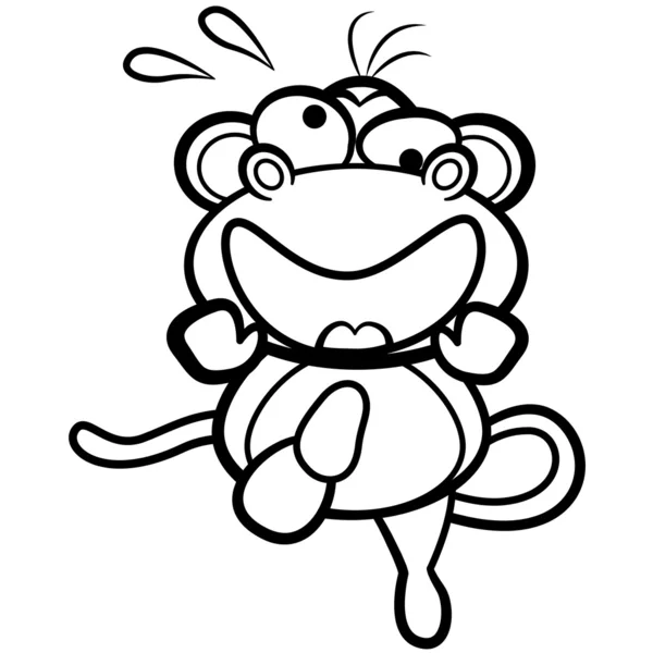 Coloring humor cartoon monkey running with white background — Stock Vector