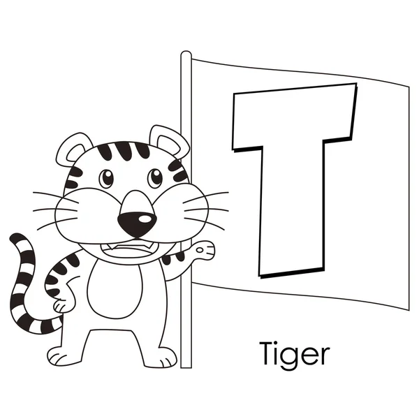 Animal alphabet T — Stock Vector